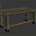 Sturdy Wooden Bench With Metal Joints And Vintage Industrial Style Structure