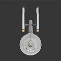 Sci Fi Starship Model With Saucer Shaped Hull NCC 1701 And Orange Thruster Engines