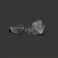 Black Polyhedral Stones With Textured Surfaces On Dark Background And Reflections 3d model
