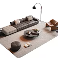 Modern Sofa And Coffee Table Set Living Room With Floor Lamp Armchair Ottoman And Rug