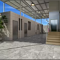 Elevator Corridor Featuring Roof Structure Ceiling Lights And Tile Floor Design