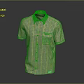 Orange Plaid Short Sleeve Casual Shirt With Chest Pocket And Button Collar