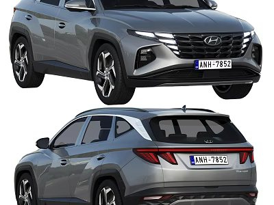Hyundai SUV Front And Rear Exterior With Modern Headlights Tail Lights And Sporty Wheels 3d model