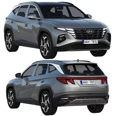 Hyundai SUV Front And Rear Exterior With Modern Headlights Tail Lights And Sporty Wheels 3d model