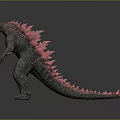 Giant Monster Character Featuring Red Spines And Gray Skin Standing Posture 3d model