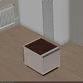 Modern White Bedside Table With Wooden Top And Minimalist Design On Wooden Floor