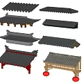 Traditional Chinese Building Roof Components Featuring Diverse Tile Designs And Eave Structures 3d model