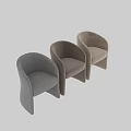 Modern Comfortable Woven Taupe Fabric Upholstered Lounge Chair With Curved Armrests For Cozy Home Use