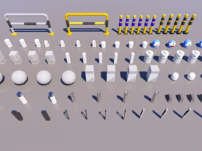 Road Safety Facilities Including Barriers Bollards Reflective Posts And Isolation Balls 3d model