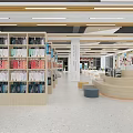 Book Art Interior Design With Open Space Bookshelves Display Tables And Round Stools