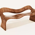 Artistic Curved Solid Wood Outdoor Chair With Natural Wood Grain For Garden Patio Decoration
