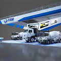 FAW Commercial Vehicle Exhibition Booth With Modern Design And Multiple Truck Displays