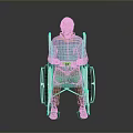 Elderly Man In Wheelchair Wearing Blue And White Plaid Shirt Khaki Pants Holding Device