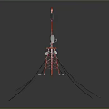 Red Telecommunication Tower Structure With Satellite Dish Antennas And Equipment