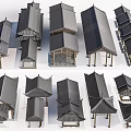 Traditional Chinese Pavilions With Various Roof Structures Wooden Frames And Tile Covers