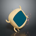 Cute Cartoon Style Creative Electronic Appliance Featuring Yellow Body Blue Screen And Limbs