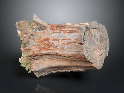 Rustic Wooden Stump With Natural Texture And Visible Tree Rings And Mossy Bark 3d model