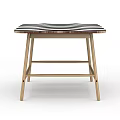 Modern Striped Table Furniture With Black And White Patterned Top And Wooden Legs