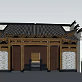 Ancient Architecture Traditional Roof With Eaves And Wooden Carved Structure Blue Brick Walls