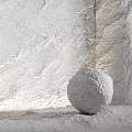 Textured White Interior Wall Surface With Decorative Stone Sphere And Natural Texture 3d model