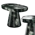 Modern Stylish Side Tables With Dark Green Marble Oval Top And Conical Base