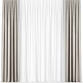 Elegant Beige Curtain Panels With White Sheer Layers For Window Decoration