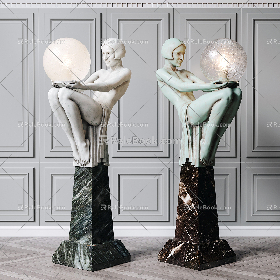 Modern shaped floor lamp sculpture 3d model