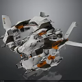 Orion Spacecraft 3D Model With White Orange Gray Modular Wings And Thrusters