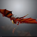 3D Rendered Red Dragon With Spread Wings And Sharp Spikes On Dark Background