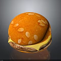 Delicious Round Orange Bun Topped With Almond Slices And Yellow Filling
