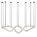 Modern White Wave Design Chandelier With Black Metal Hanging Rods For Interior Decor