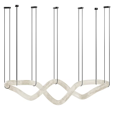 Modern White Wave Design Chandelier With Black Metal Hanging Rods For Interior Decor 3d model