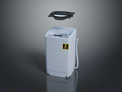 White Compact Desktop Computer With Open Lid Control Panel And Warning Label Cable 3d model