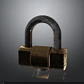 Hardware Tools Rustic Brass Padlock With Metal U Shaped Shackle And Wing D12 Design 3d model