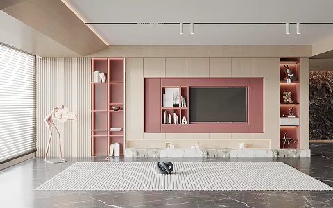 Modern TV background wall 3d model