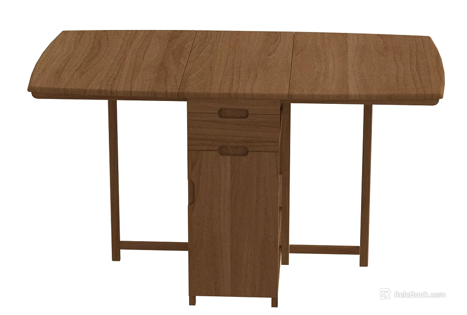 Wooden Dining Table Featuring Storage Cabinet And Drawer For Dining Room 3d model 