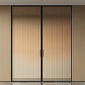 Double Glass Doors With Black Frames Vertical Striped Gradient On Wooden Wall 3d model