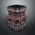 Layered Block Structure With Black Top And Metal Stone Holes For Game Construction