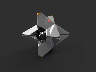 Geometric Mechanical Character With Transparent Panels Black Sphere And Red Lights 3d model
