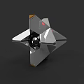 Geometric Mechanical Character With Transparent Panels Black Sphere And Red Lights