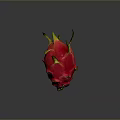 Vibrant Red Dragon Fruit With Fresh Green Leaves On Dark Background