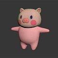 Cute Pink Pig Doll With Open Arms And Pink Cheek Circles On Dark Background