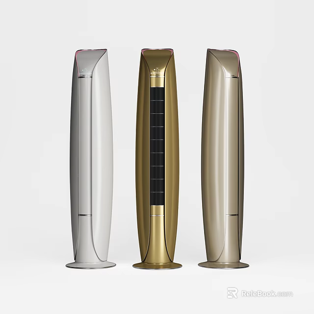 Modern Tower Air Conditioner Fan In Silver Gold And Champagne Colors With Sleek Design 3d model 