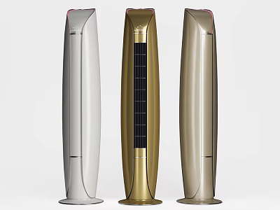 Modern Tower Air Conditioner Fan In Silver Gold And Champagne Colors With Sleek Design 3d model