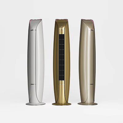 Modern Tower Air Conditioner Fan In Silver Gold And Champagne Colors With Sleek Design 3d model