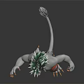 Fantasy Mythical Creature Character With Green Hair Gray Body And Orange Shorts