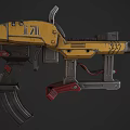 Futuristic Yellow ISL Rifle With Mechanical Design Red Gray Components 3d model
