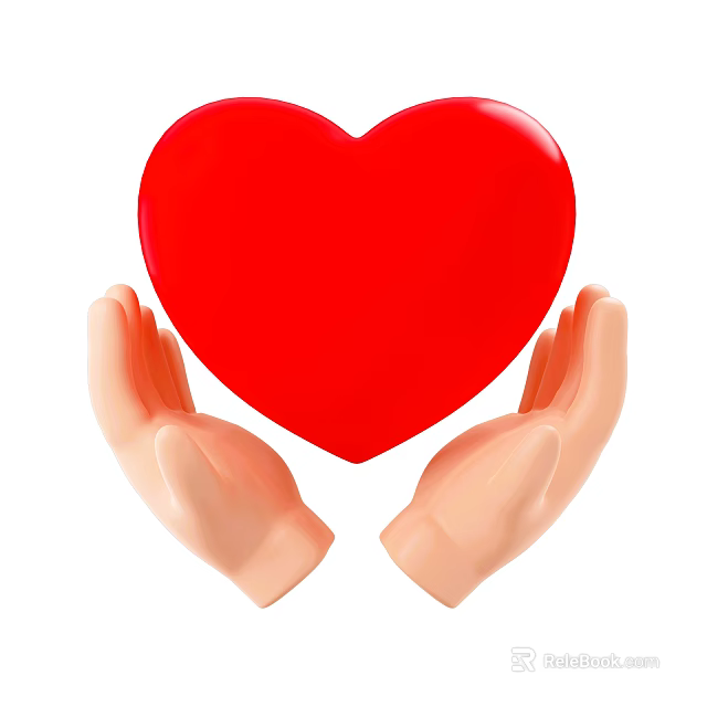 Red Heart Decorative Ornament Set Held By Hands For Home Decor 3d model 