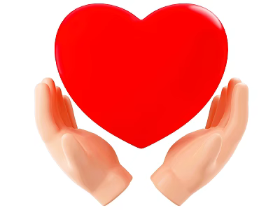 Red Heart Decorative Ornament Set Held By Hands For Home Decor 3d model