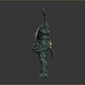 Game Movie Character Mechanical Warrior 3D Model with Armored Body Sword and Orange Glowing Accents